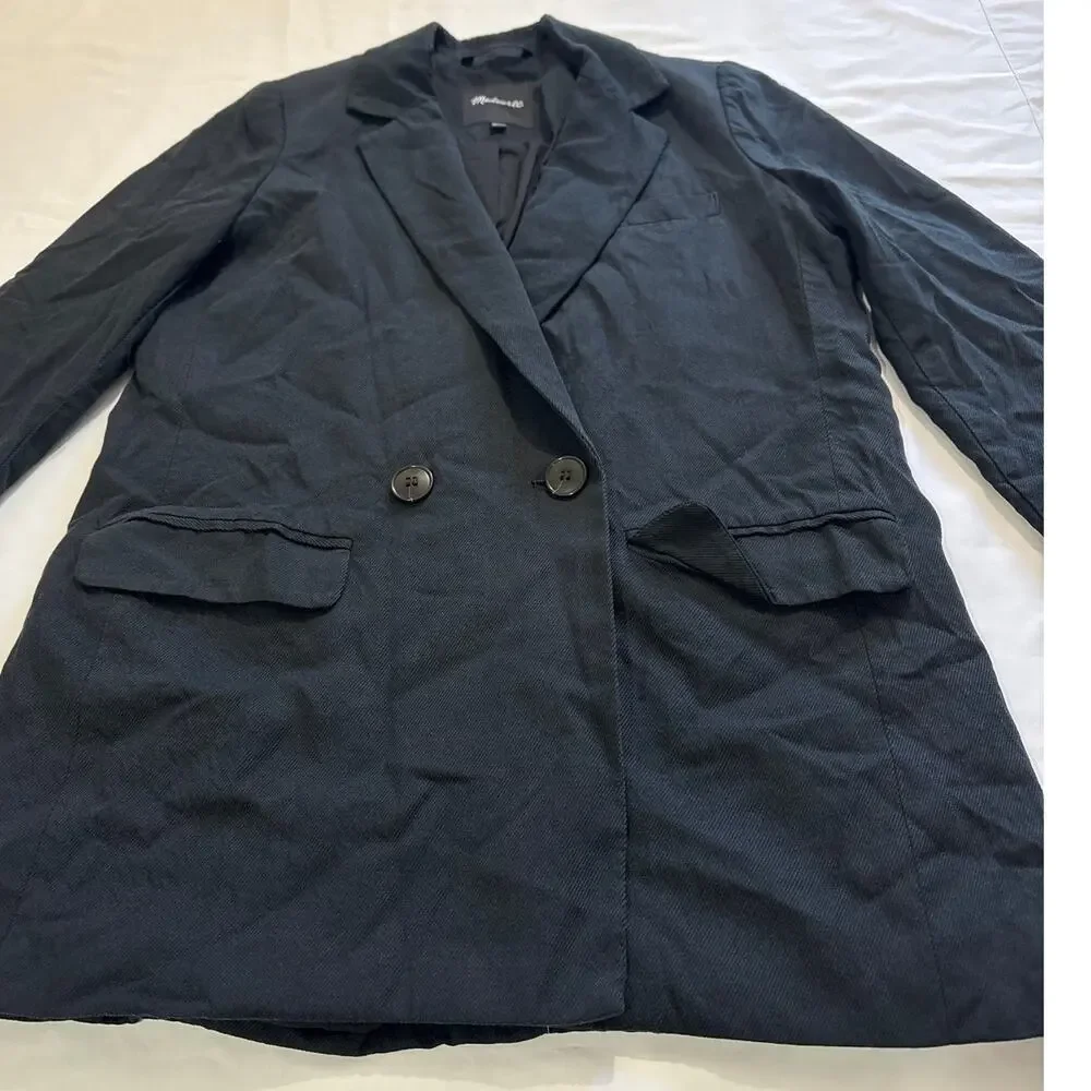 Madewell XS Drapeweave Caldwell Double-Breasted Blazer Academia Contemporary